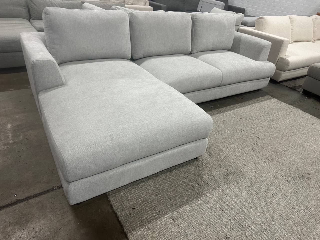 Cloud Luxe L-Shape Sectional Sofa – Light Grey Fabric