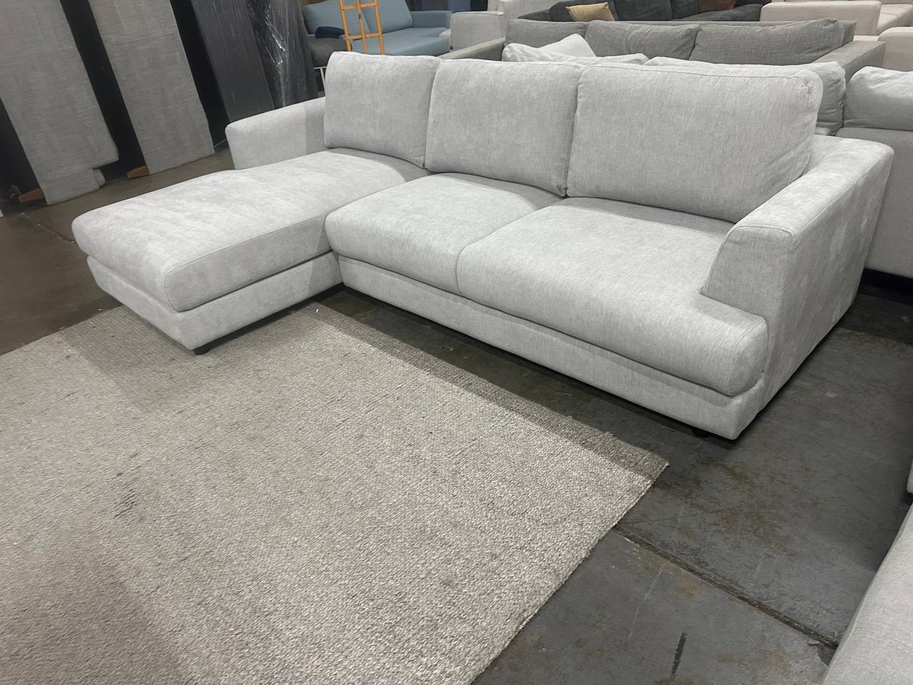 Cloud Luxe L-Shape Sectional Sofa – Light Grey Fabric