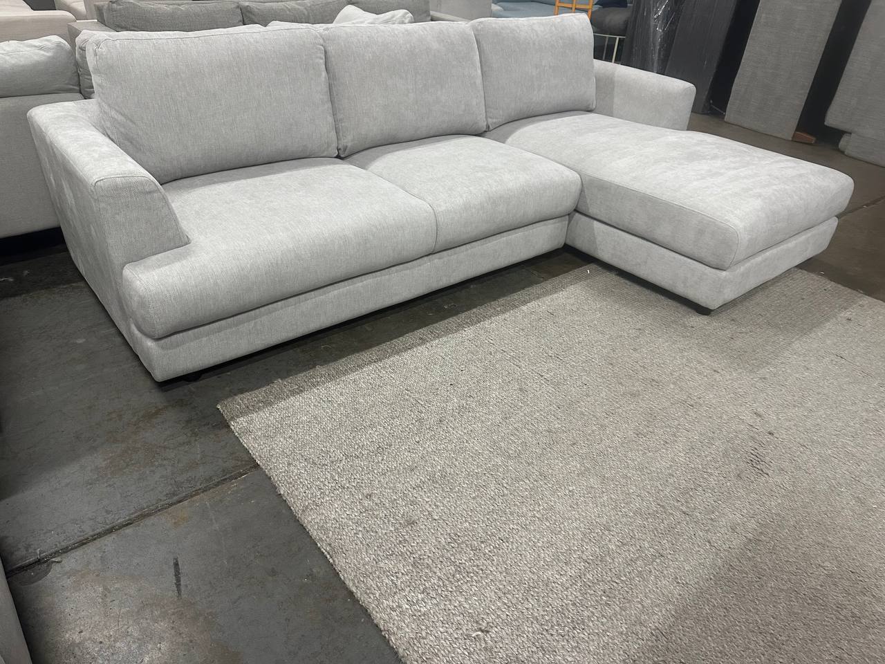 Cloud Luxe L-Shape Sectional Sofa – Light Grey Fabric