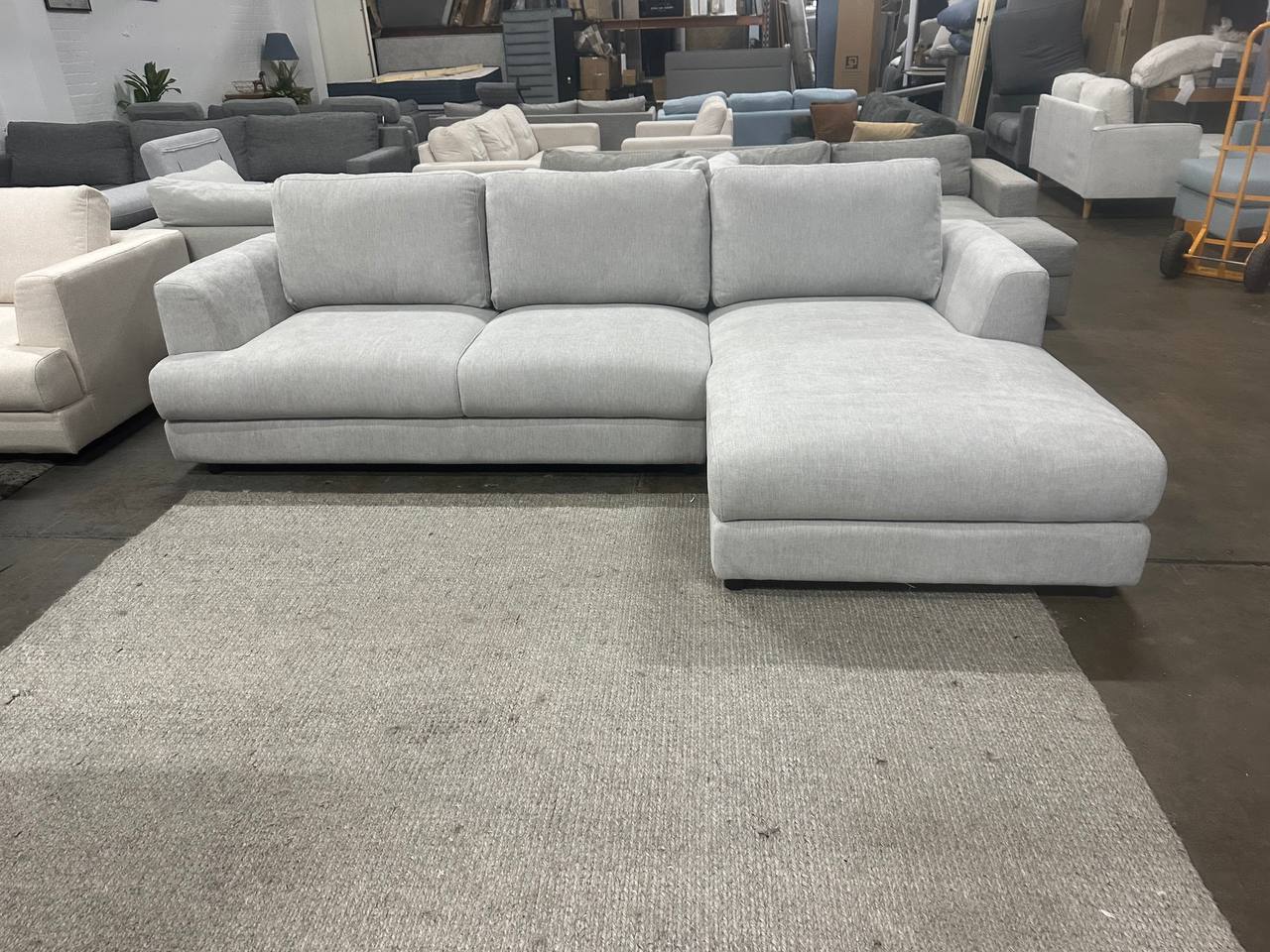 Cloud Luxe L-Shape Sectional Sofa – Light Grey Fabric