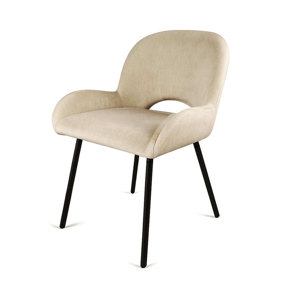 Arden Cream PU Dining Chair – Modern Comfort with Black Metal Legs