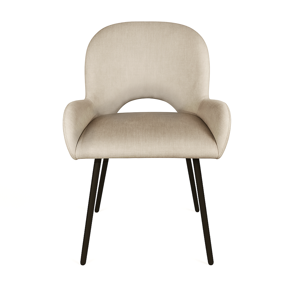 Arden Cream PU Dining Chair – Modern Comfort with Black Metal Legs