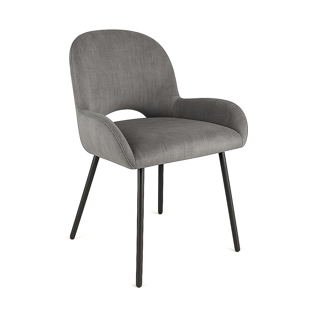 Arden Grey PU Dining Chair – Contemporary Elegance with Black Metal Legs