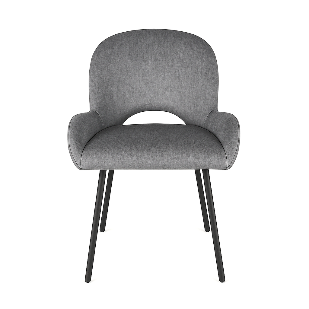 Arden Grey PU Dining Chair – Contemporary Elegance with Black Metal Legs