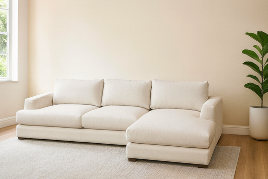 Cloud Luxe L-Shape Sectional Sofa – Cream Fabric