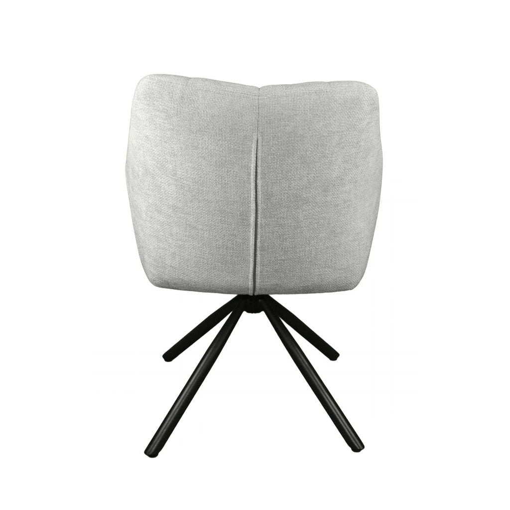Marlow Grey Fabric Swivel Dining Chair – Modern Comfort with Black Metal Base