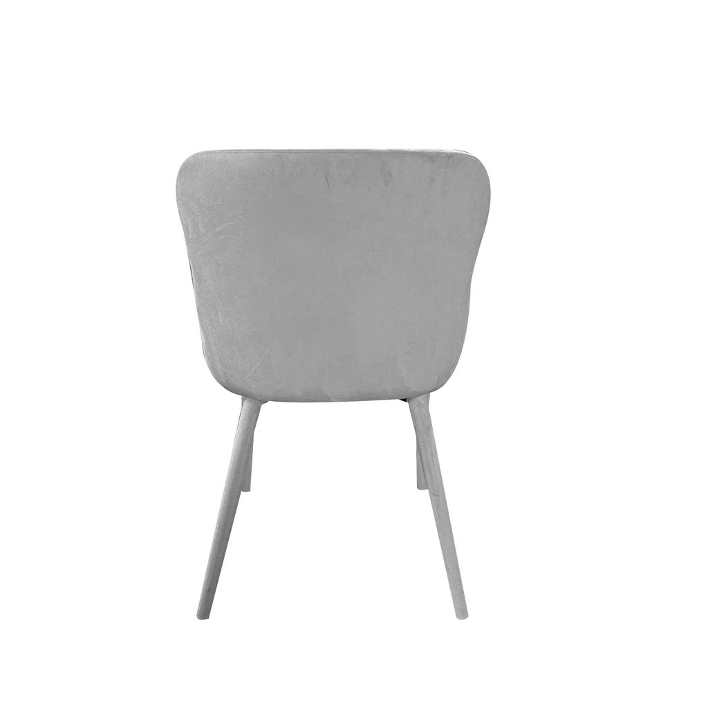 Aurora Luxe 5-Piece Round Dining Set – White Sintered Stone Table with Velvet Chairs (Light Grey)