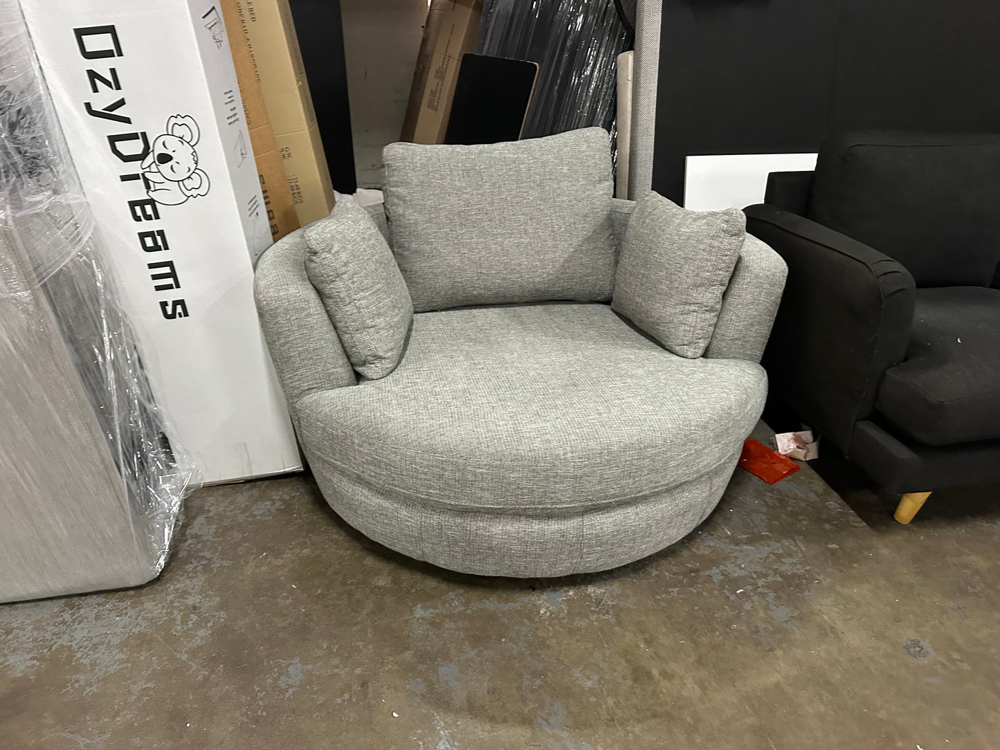 Grey color Plush Sofas swivel large chair (Pre-Owned) perfect as new condition