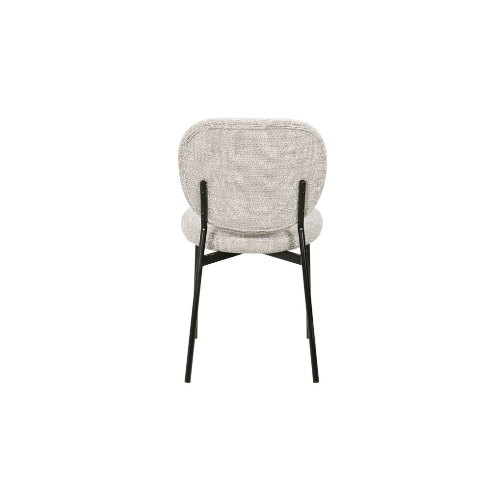 Luna 5-Piece Round Dining Set – White Sintered Stone Top with Cream Fabric Chairs & Black Metal Base
