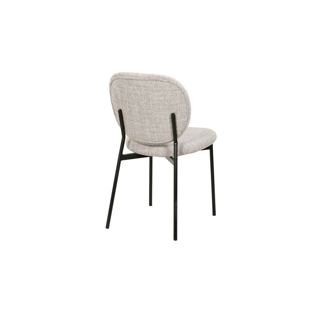 Luna 5-Piece Round Dining Set – White Sintered Stone Top with Cream Fabric Chairs & Black Metal Base