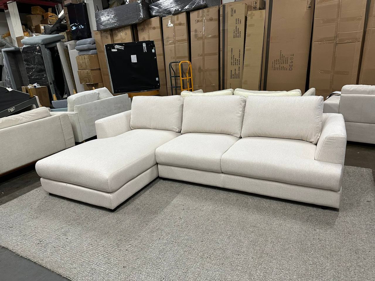 Cloud Luxe L-Shape Sectional Sofa – Cream Fabric