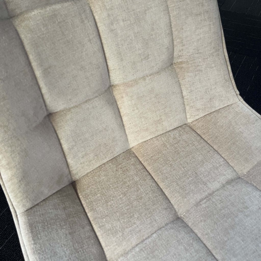 Luna Beige Dining Chair – Fabric Upholstery with White Metal Legs