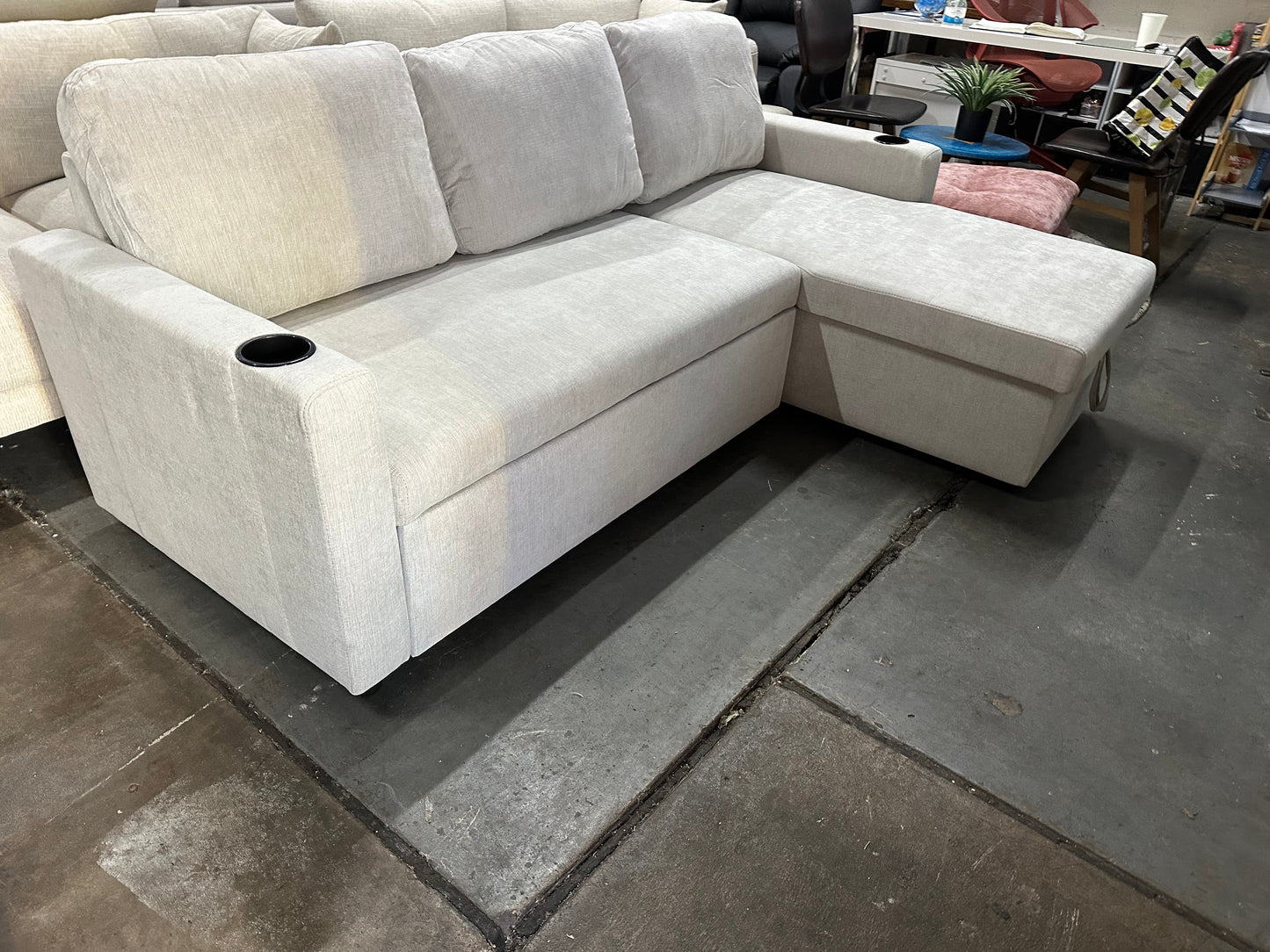 Lisa Sofa Bed with Storage (Very light grey/ Cream)
