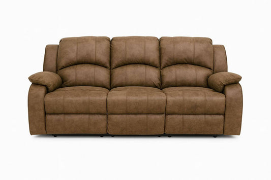 Aston Brown Techno-Fabric Manual Recliner Sofa – 3 Seater