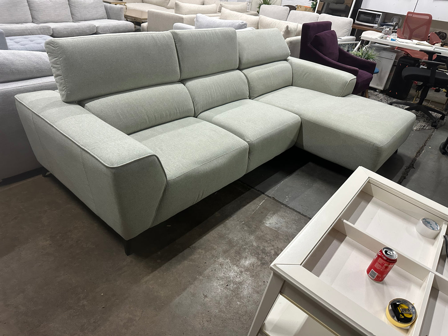 Adjustable headrest L-Shape Fabric Sofa (Pre-Owned) perfect as new condition