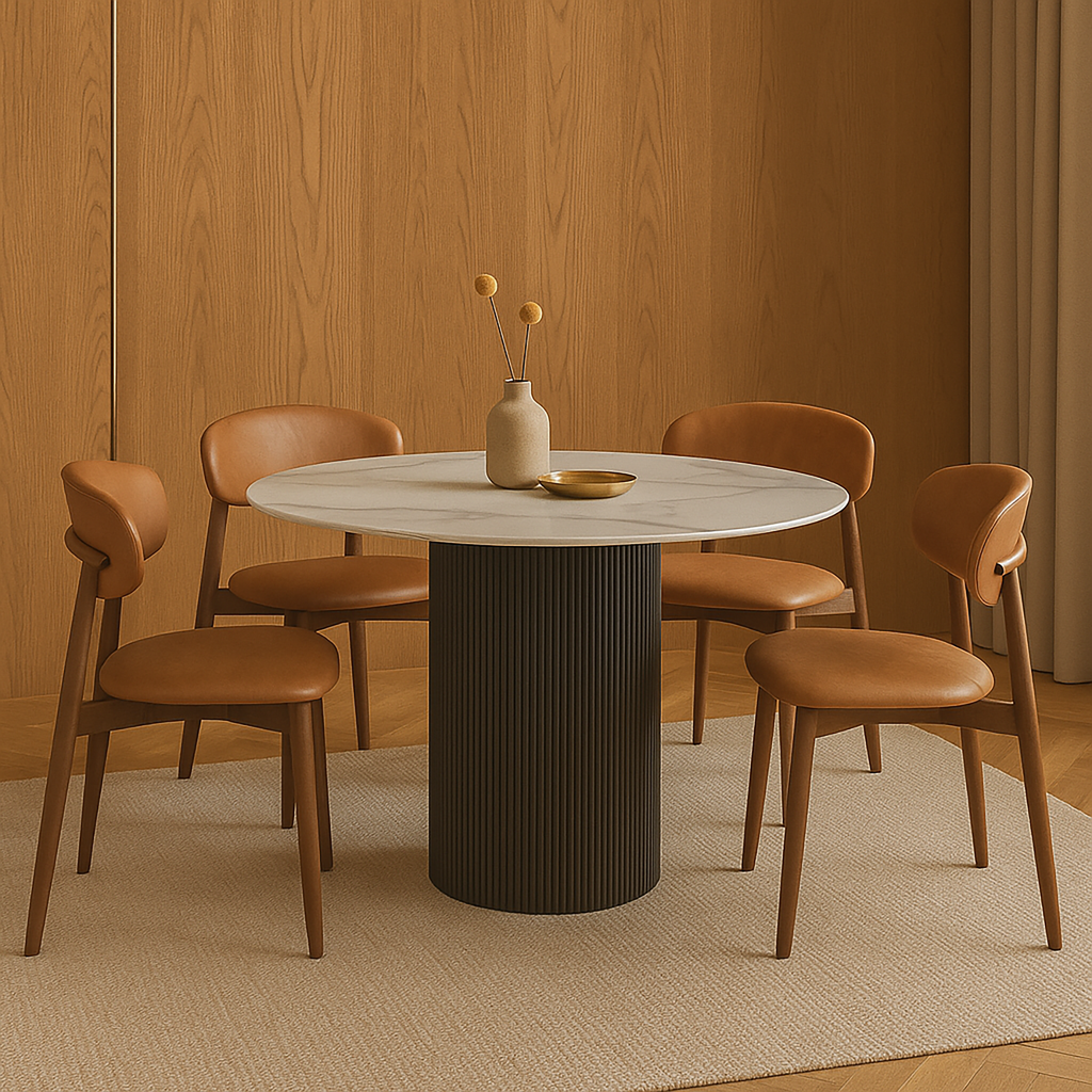 Luca Mid-Century Leather Dining Chair – Tan Brown