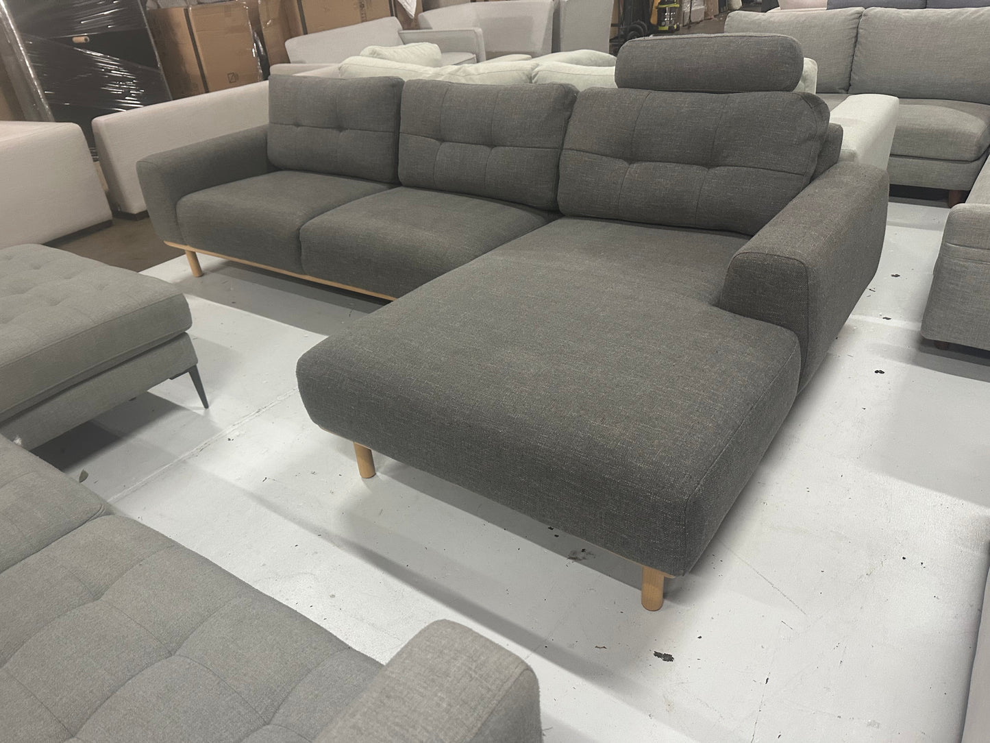 Dark grey color OzDesign chaise L shape Sofa (Pre-Owned). Perfect as new condition