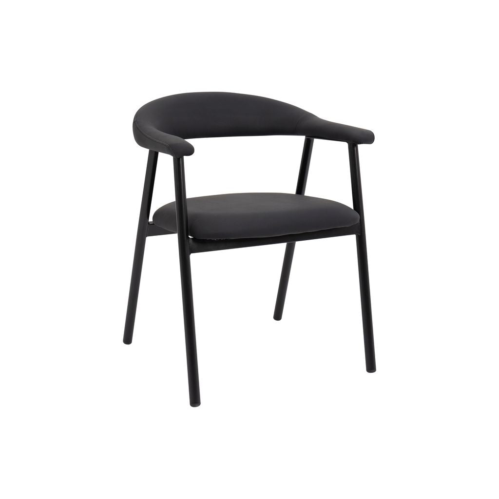 Noir Contemporary Dining Chair – Black Faux Leather & Metal Frame