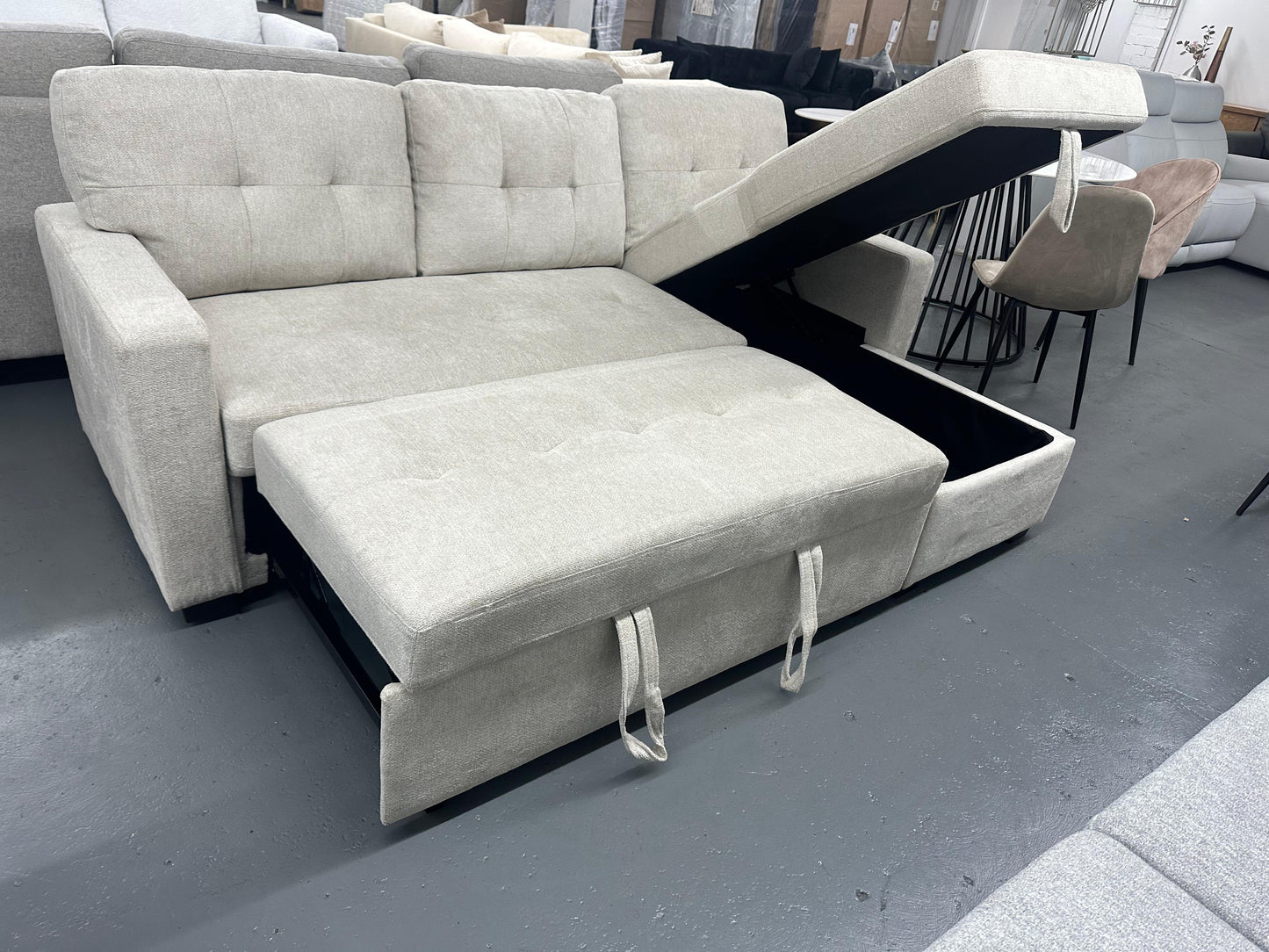 Oslo Pull-Out Sofa Bed with Storage – Space-Saving Modern Design