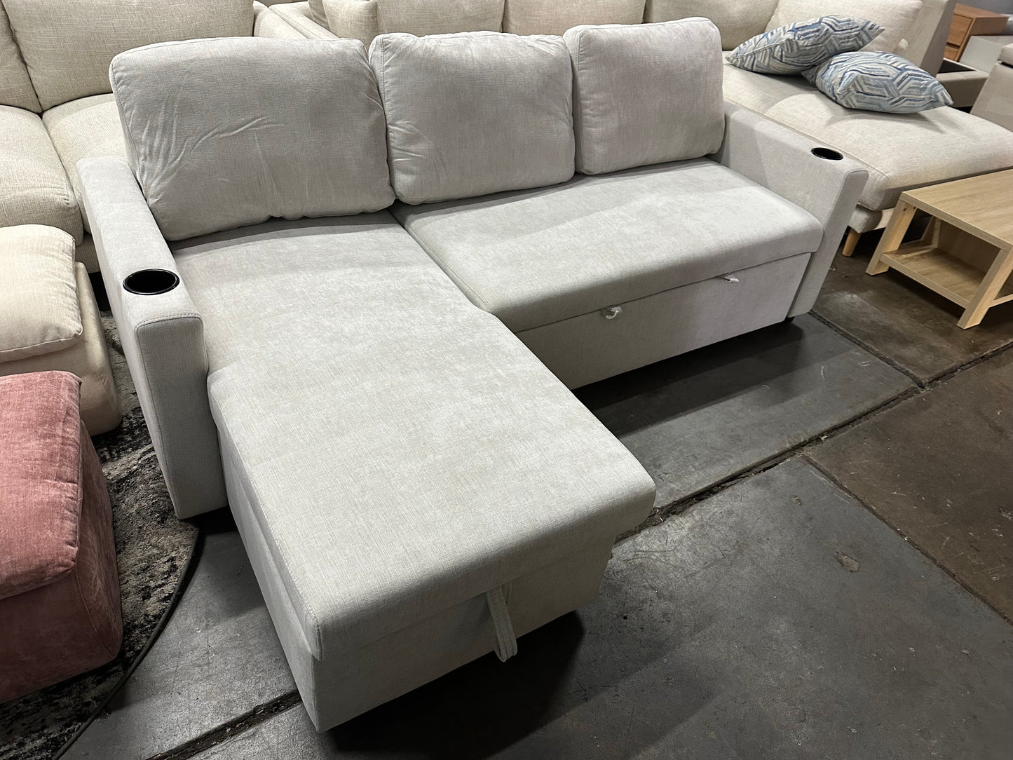 Lisa Sofa Bed with Storage (Very light grey/ Cream)