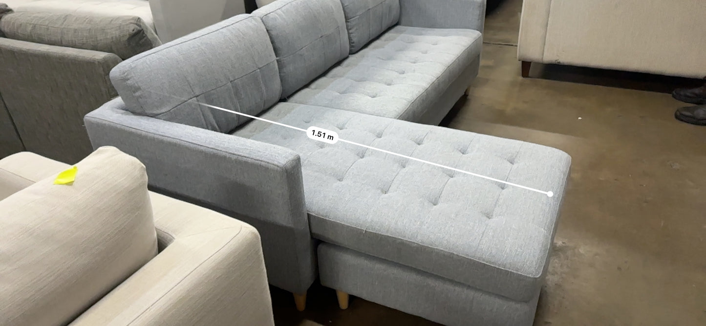 Light blue color reversible chaise L shape Sofa (Pre-Owned). Perfect as new lounge lovers brand