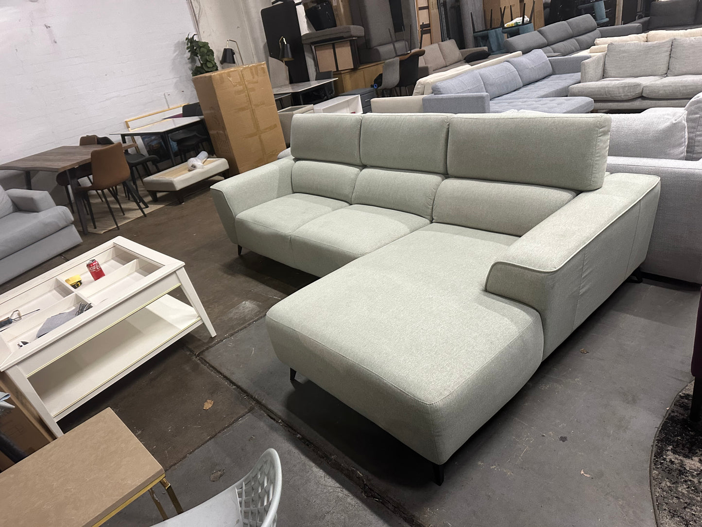 Adjustable headrest L-Shape Fabric Sofa (Pre-Owned) perfect as new condition