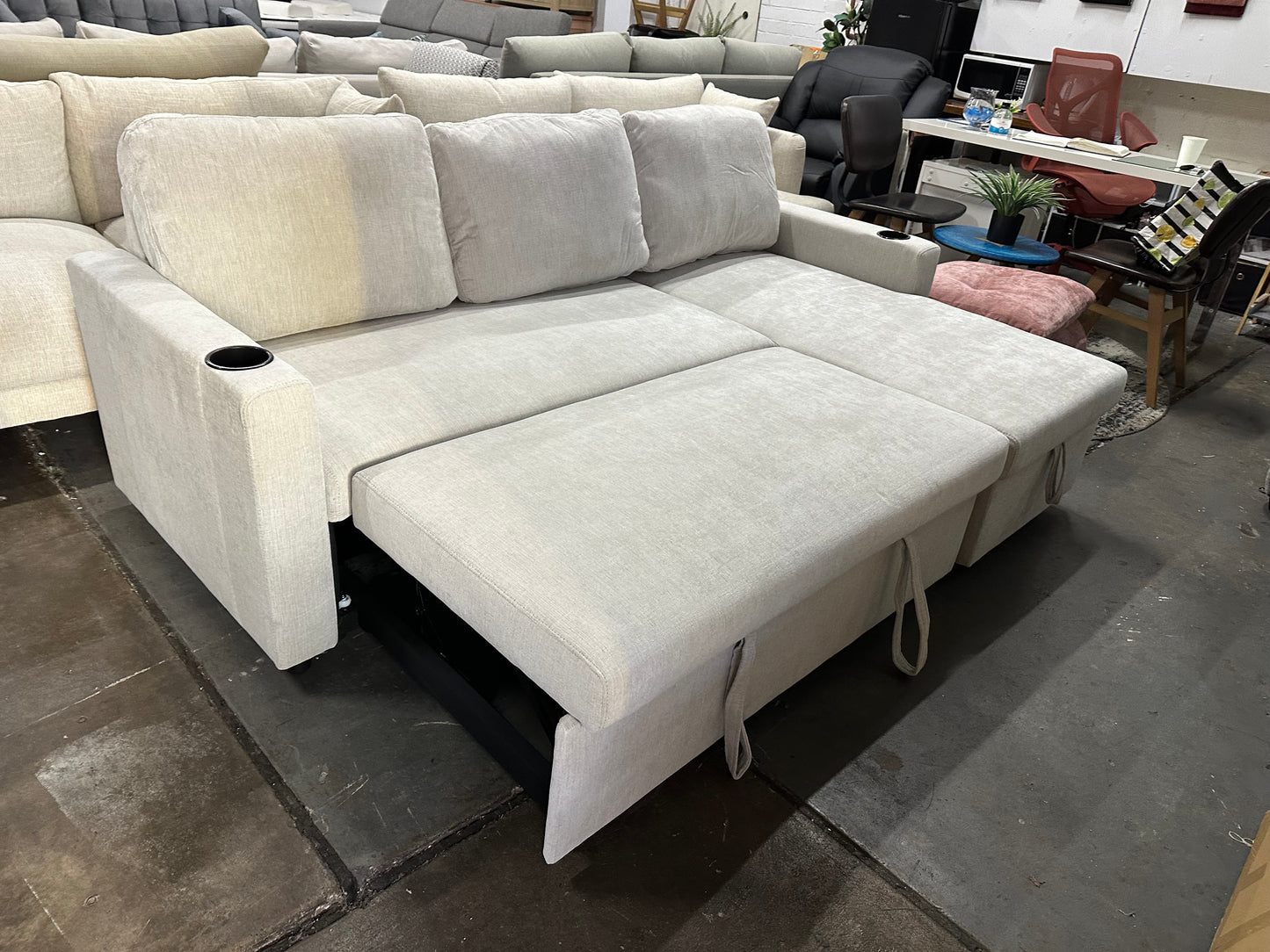 Lisa Sofa Bed with Storage (Very light grey/ Cream)