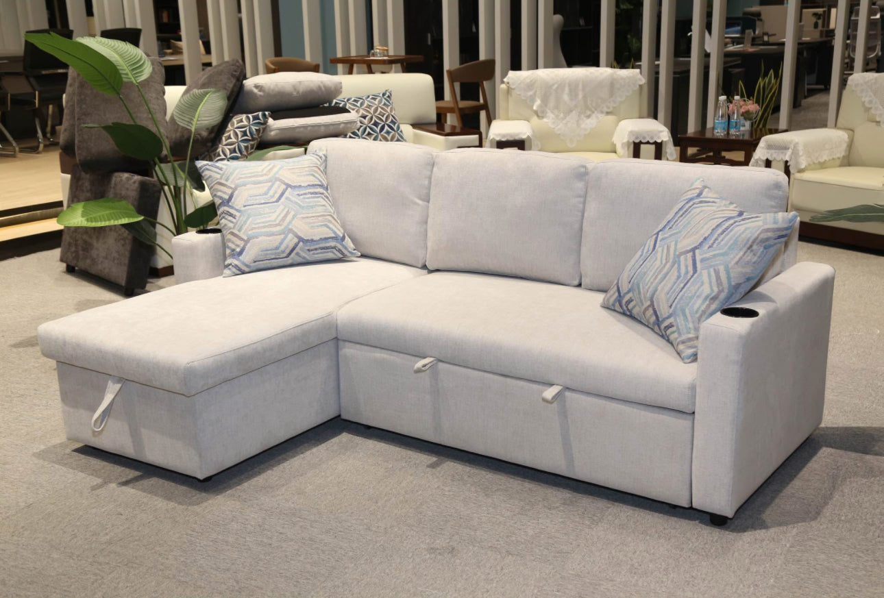 Lisa Sofa Bed with Storage (Very light grey/ Cream)