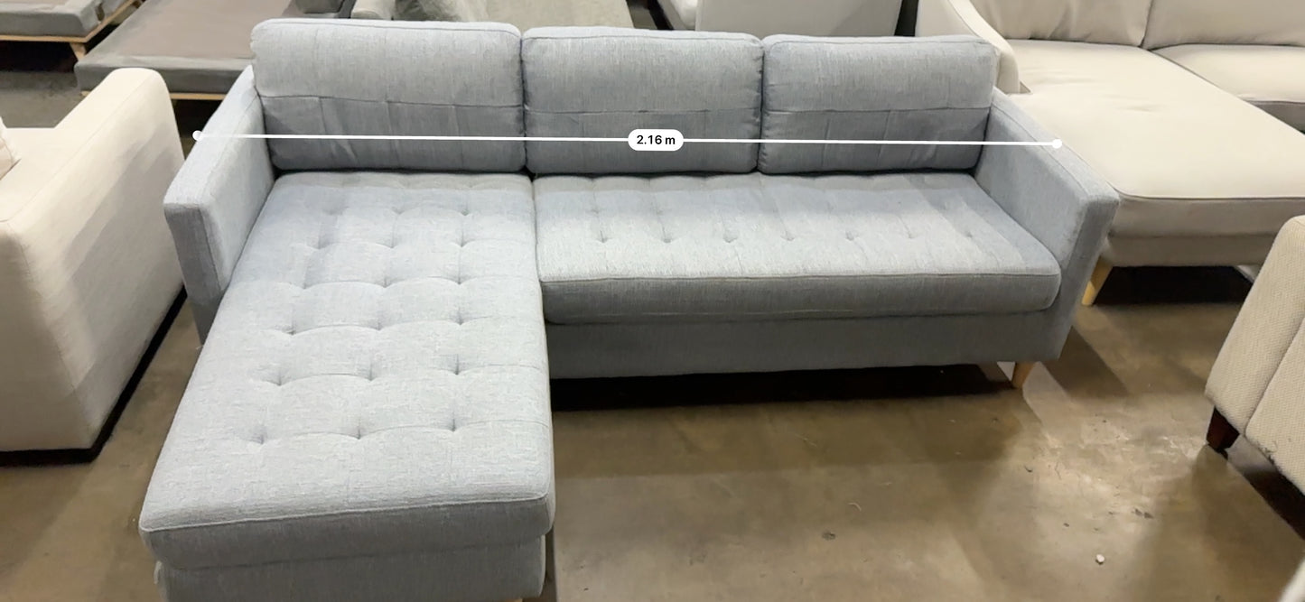 Light blue color reversible chaise L shape Sofa (Pre-Owned). Perfect as new lounge lovers brand