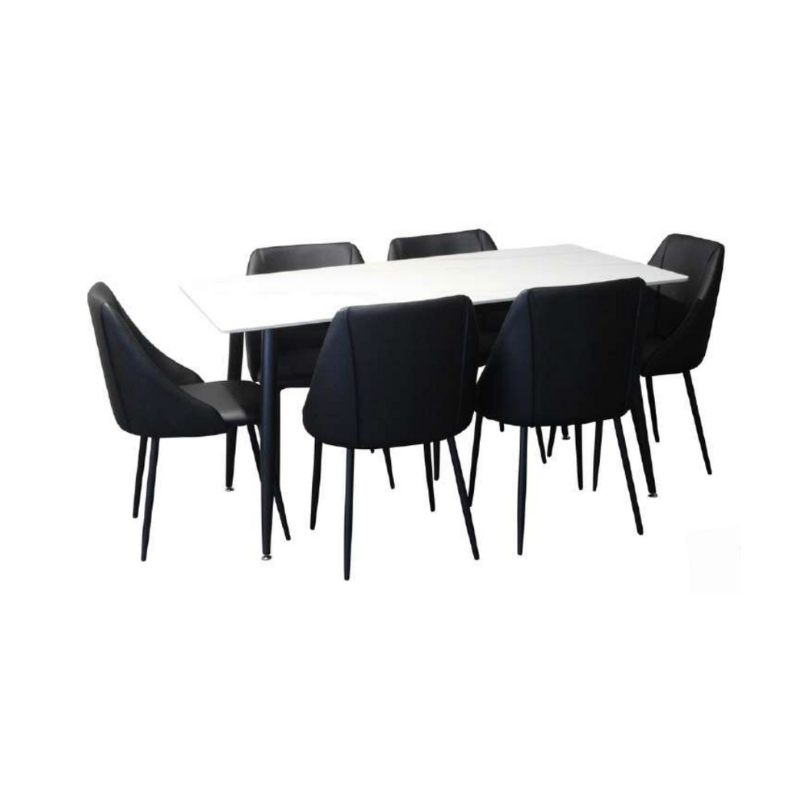 Vito 7PC Dining Set with Black Zurich Chairs