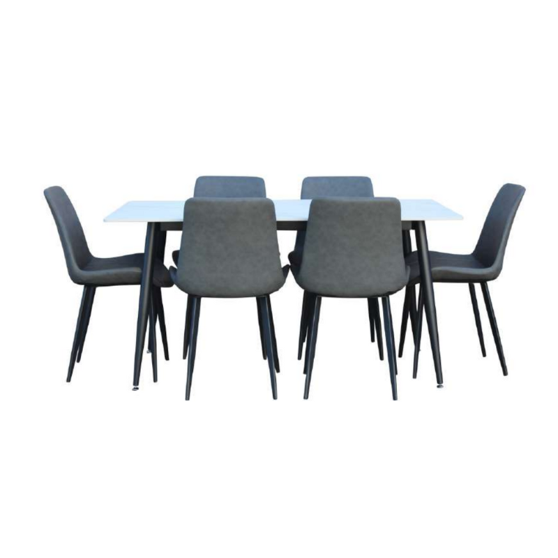 Vito 7PC Dining Set with Grey Zurich Chairs