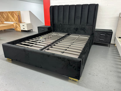 Amalfi Black Velvet Bed with Gaslift storage