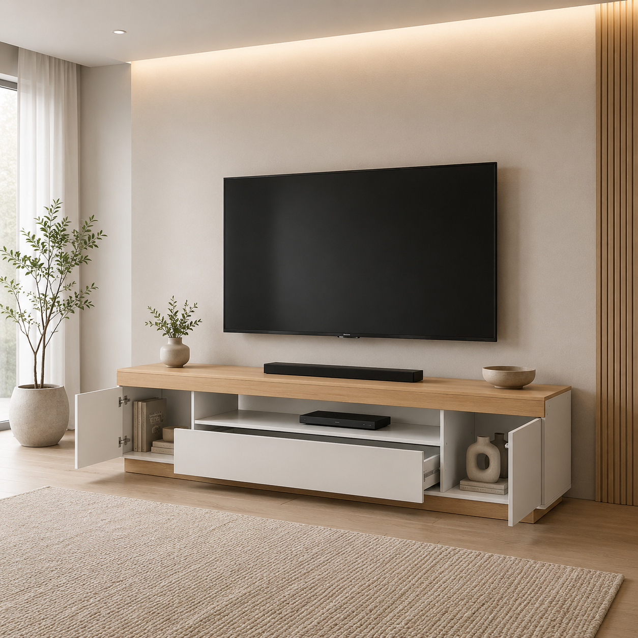 Artiss TV Cabinet Entertainment Unit Stand Storage Drawer Shelf 180cm White Wood