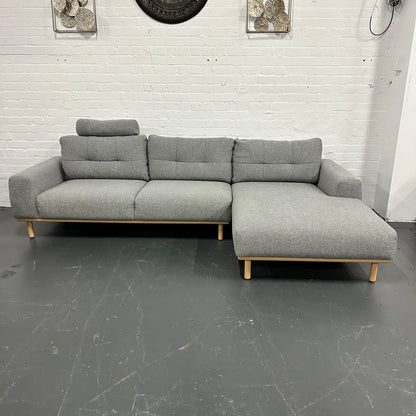 OZ Design L Shape Sofa – Grey | Excellent Condition | Steam Cleaned