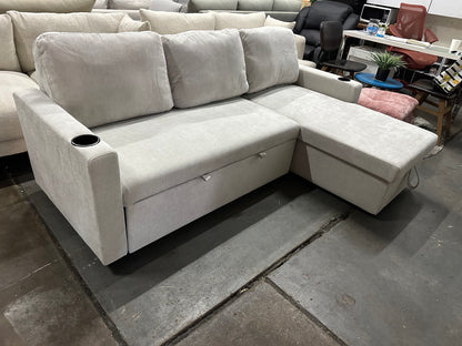 Lisa Sofa Bed with Storage (Very light grey/ Cream)
