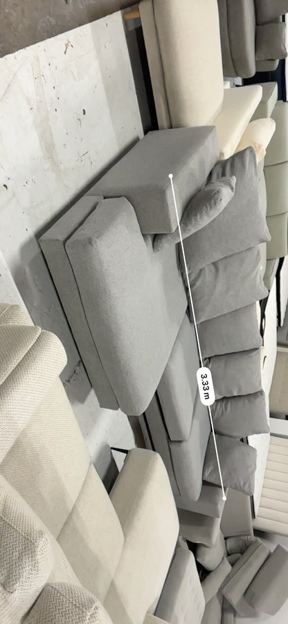 Domayne Furnitue  L-Shape Chaise Sofa – Beautiful light grey  color  | Professionally Cleaned