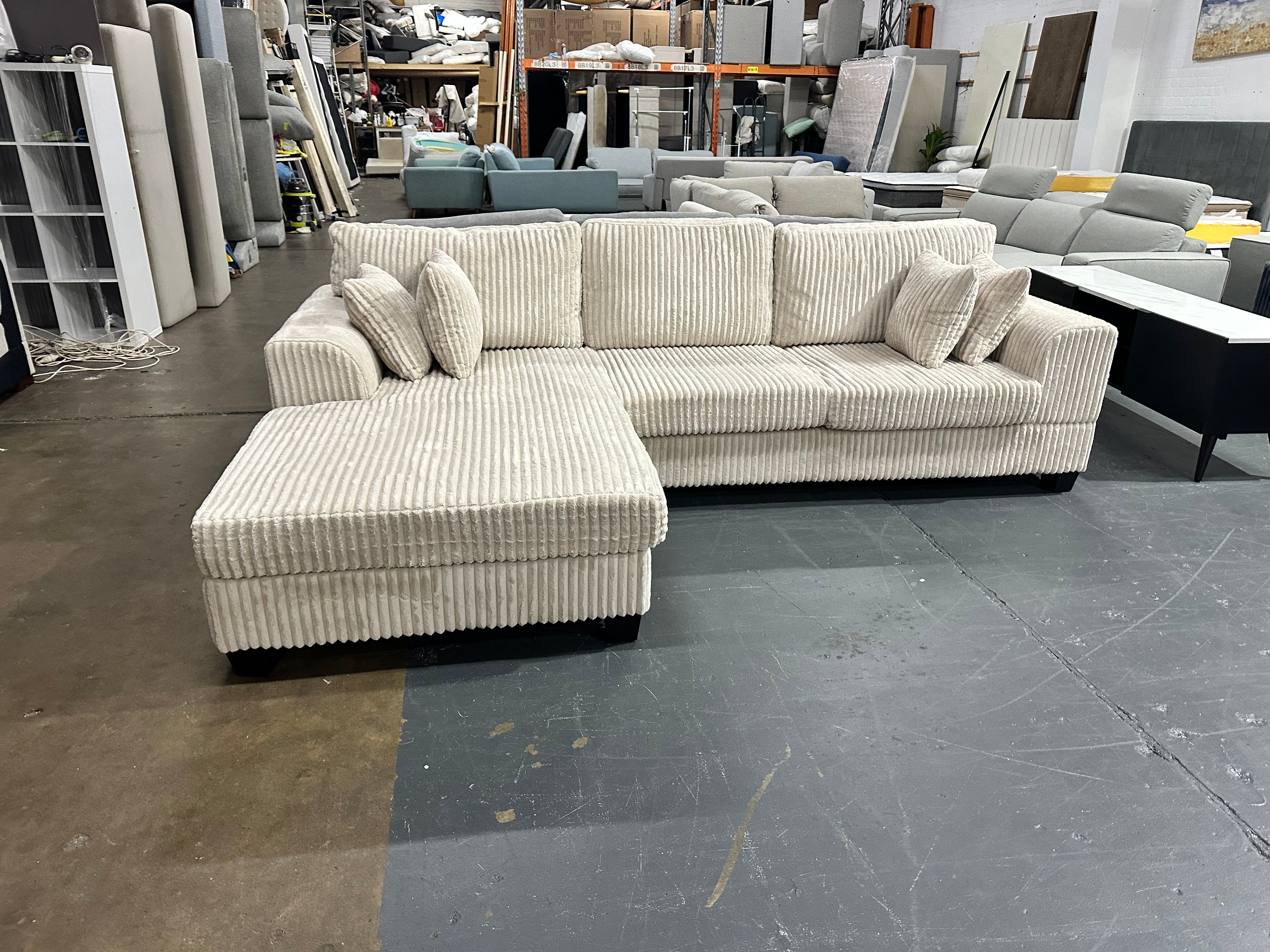 Noosa Reversible chaise corduroy sofa. Removable and washable covers