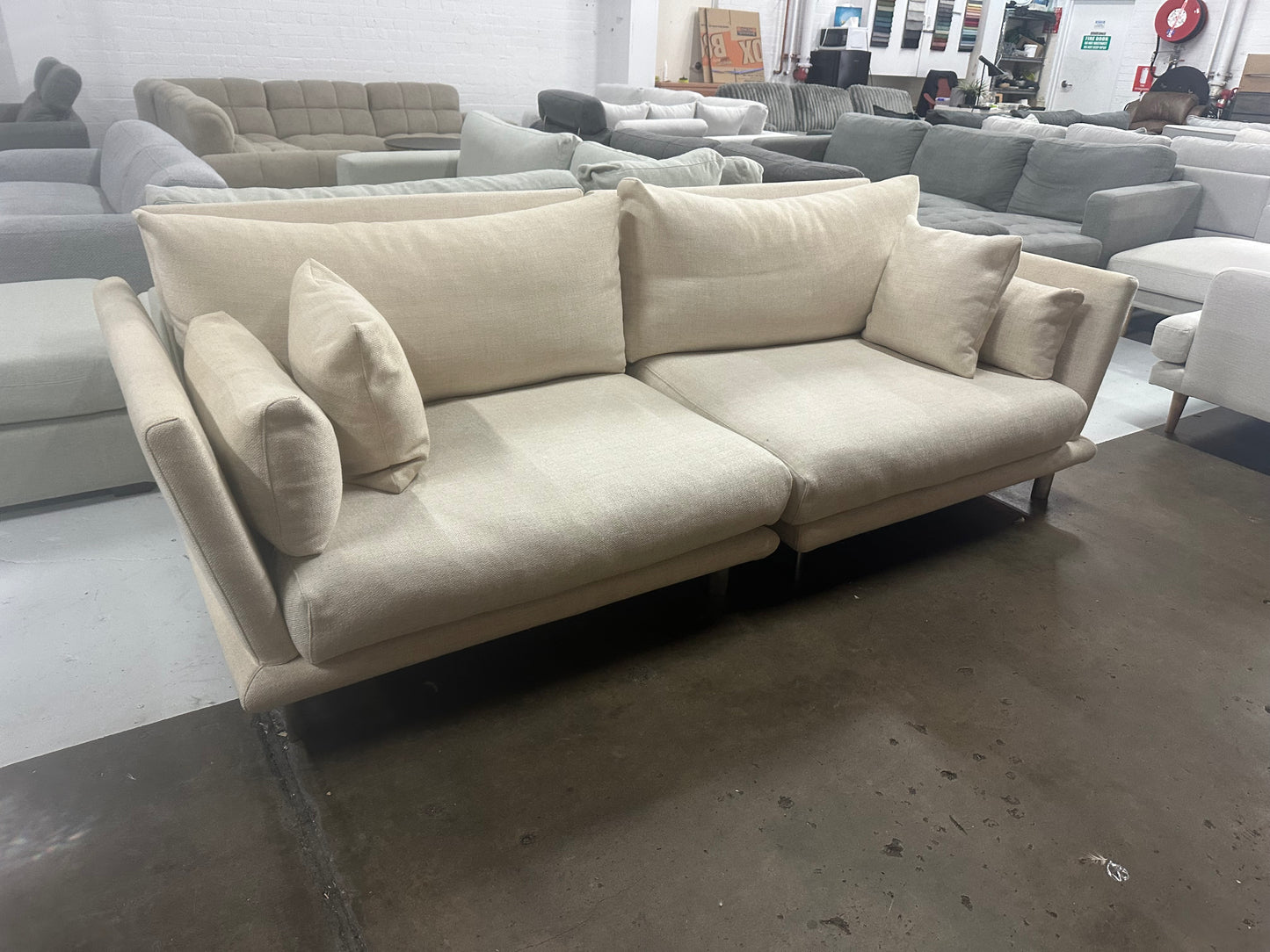 Custom made 2.5 seater Sofa (Pre-Owned) Cream Color all cushion and frame covers removable and washable