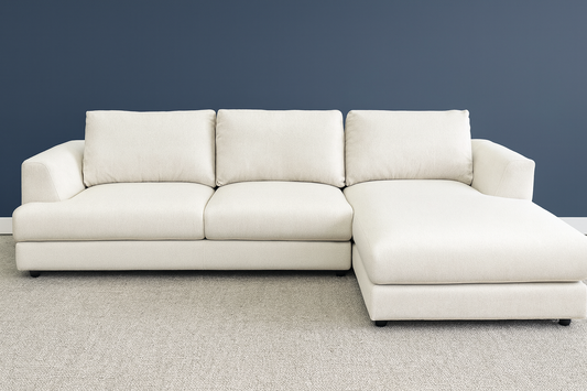 Modern Monica L-Shape Sectional Sofa – Cream Fabric