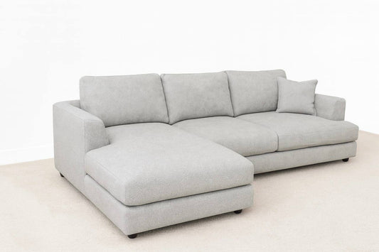 Cloud Luxe L-Shape Sectional Sofa – Light Grey Fabric