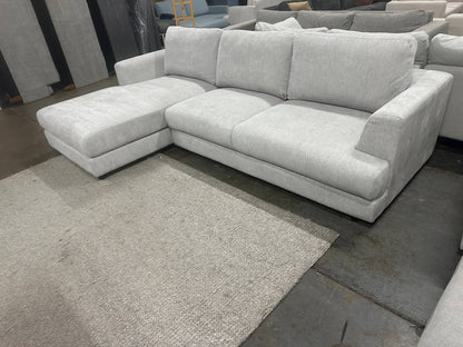 Cloud Luxe L-Shape Sectional Sofa – Light Grey Fabric