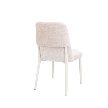 Aurora Fabric Dining Chair – Cream Textured Upholstery & White Metal Legs