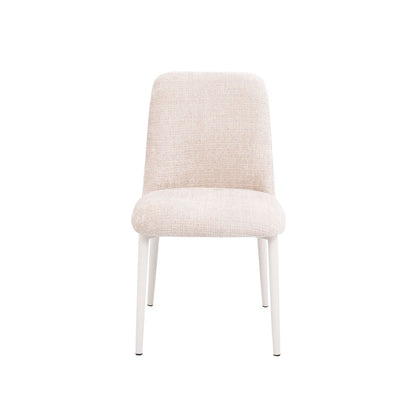Aurora Fabric Dining Chair – Cream Textured Upholstery & White Metal Legs