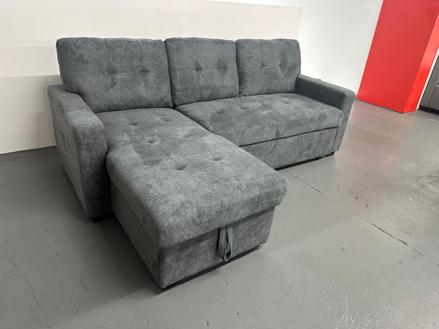 Oslo Reversible Pull-Out Sofa Bed with Storage – Charcoal Grey