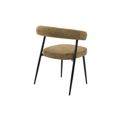 Nola Curved Dining Chair – Olive Fabric & Black Metal Frame