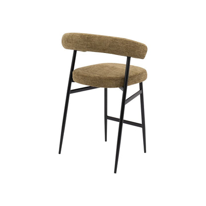 Nola Curved Bar Stool – Olive Fabric & Black Metal Frame