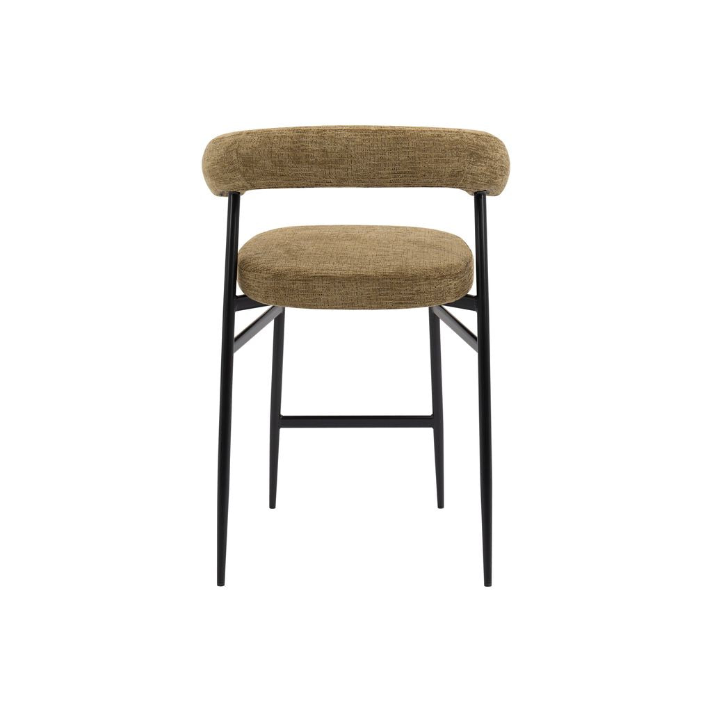 Nola Curved Bar Stool – Olive Fabric & Black Metal Frame