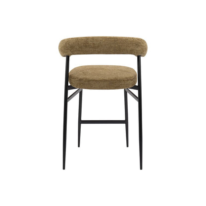 Nola Curved Bar Stool – Olive Fabric & Black Metal Frame