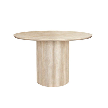 Aurelia Round Dining Table – Sintered Stone Top & Fluted MDF Base
