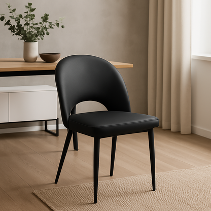 Arden Black PU Dining Chair – Modern Elegance with Metal Legs